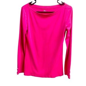 Pink Gap long sleeve top with buttons on the sleeves